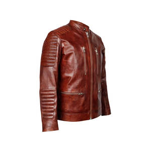 Nouvelles vestes en cuir d'hiver pour hommes Veste en cuir décontractée de couleur unie Vestes en cuir à fermeture éclair pour hommes - Product Image 2