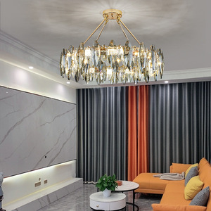 Lámpara de araña de cristal redonda con múltiples cabezales E27 LED para sala de estar, comedor, dormitorio, luz de techo para el hogar - Product Image 2