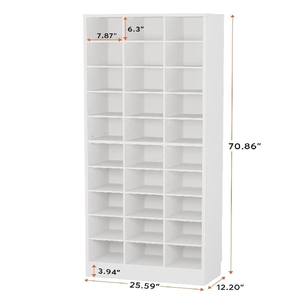 Meuble à chaussures moderne en bois, minimaliste, multifonctionnel, blanc, 10 niveaux, autoportant, pour entrée, meuble de rangement pour salon - Product Image 6