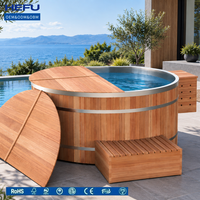 Baignoire Spa Froide 2 Personnes de Haute Qualité, Design Moderne, Fabrication Directe Usine OEM/ODM, Cèdre Rouge, Acier Inoxydable 304, Écologique, pour Villa et Hôtel