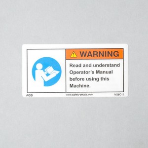 Autocollant d'avertissement AGS M26, lire et comprendre le manuel de l'opérateur, autocollant de sécurité, autocollant d'instructions pour machine industrielle, résistant à la chaleur, imperméable - Product Image 1