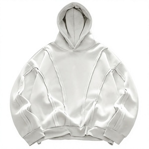 Men's Oversized Hooded Sweatshirt Solid Green Cotton Knitted Regular Sleeve Autumn Wear - Product Image 3