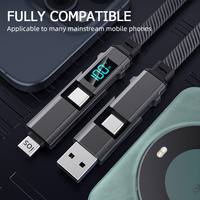 El mejor producto 2025 4 en 1 Cable USB PD27W Cable de carga rápida con pantalla de carga LED Adecuado para teléfono PD Tipo-c