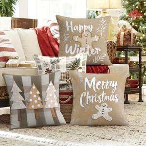 Fundas <span class=keywords><strong>de</strong></span> cojín cuadradas personalizadas con estampado navideño. Acogedor, Bonito, Lindo y Versátil. Para el Hogar, Hospital u Hotel, 100% Poliéster. - Product Image 6