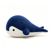 Peluche baleine brodée super douce personnalisée, rembourrée en coton PP, adorable baleine bleue, animal marin, OEM ODM, faible MOQ, vente en gros, cadeau