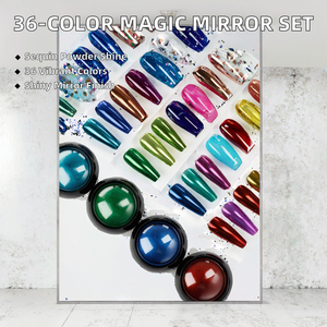 Set de Arte de Uñas Acrílicas con Efecto Cromo Espejo Sólido de 36 Colores, Kit de Pigmentos Brillantes con Lentejuelas Mágicas para Decoración de Manicura - Product Image 5