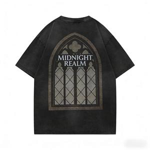 Fabricante de Ropa Urbana Personalizada: Camiseta Moderna para Hombre con Efecto Decolorado, Diseño de Cuervo, Se Acepta OEM/ODM - Product Image 2