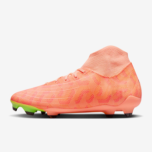 High Ankle Lace Up Soccer Cleats Orange <b>Knit</b> Upper Green Stud Firm Ground Football <b>Boots</b> - Product Image 1