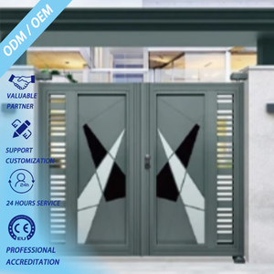 <span class=keywords><strong>Porta</strong></span> d'Ingresso in Alluminio a <span class=keywords><strong>Doppia</strong></span> <span class=keywords><strong>Anta</strong></span> con Motivi Geometrici, Misure Personalizzabili, Certificata CE, <span class=keywords><strong>Porta</strong></span> Principale in Metallo per Esterni e Giardini - Product Image 1