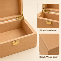 Boîte de rangement en bois de hêtre avec couvercle à charnière et fermoir métallique pour chambre, bureau, cadeaux d'entreprise et emballages cadeaux