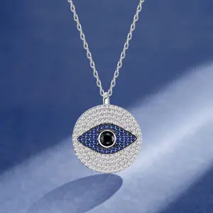 High Quality Designer Unisex Round Brilliant Cut Eye Shaped Moissanite Diamond Pendant Necklace for Girl