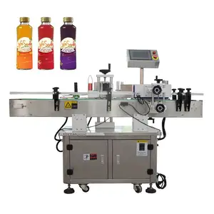 Máquina de rotulagem de garrafas planas industrial personalizada, máquina de rotulagem de garrafas de mesa, amostra
