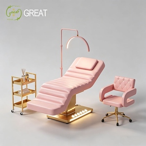 High Quality Beauty Salon Furniture pink Leather 3 Motor Electric Facial Spa Bed Foot Control Cosmetic Treatment Bed - Product Image 1
