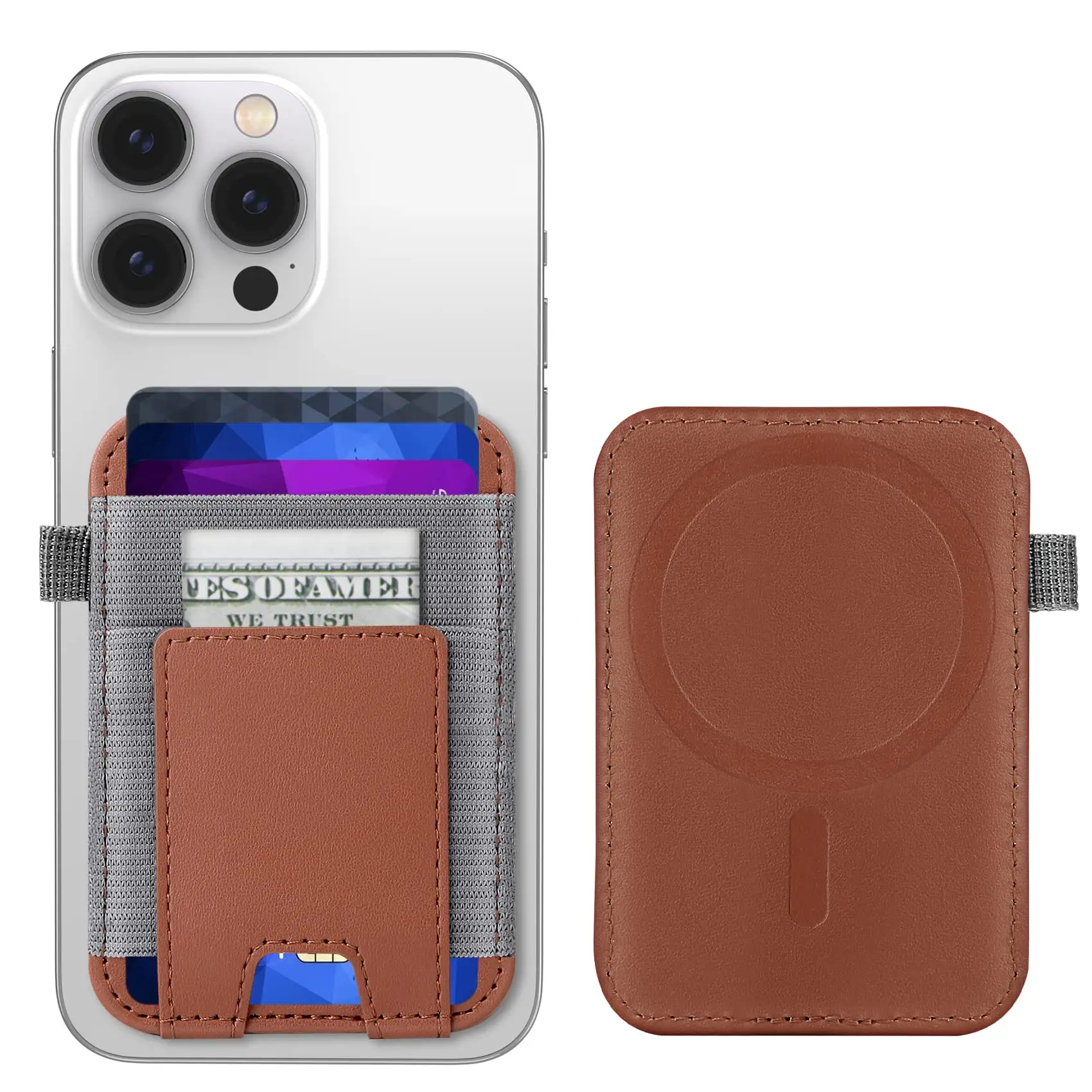 Manyetik RFID kart tutucu cep telefonu çanta manyetik kart tutucu cüzdan iPhone 5/14/13/12 serisi, Vegan deri