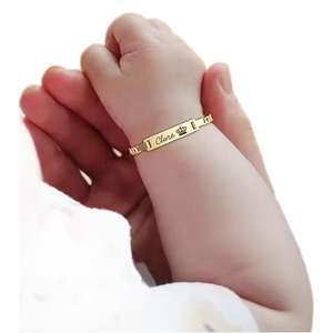 Pulseras de Acero Inoxidable con Baño de Oro de 18K, Personalizables con Nombre, para Niños, Estilo Moderno, para Recuerdo Familiar - Product Image 5