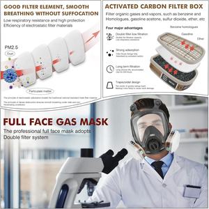 <span class=keywords><strong>Anti</strong></span>-Masken Vollgesichts-Silikon-Atemschutzmaske Aktivkohlefilter Überlebens-Nuklear- und Chemische Gasmaske Staubblockierend - Product Image 2