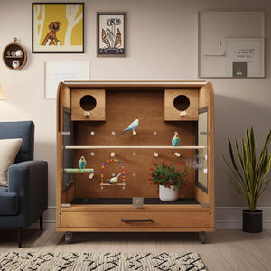 Geniş İç Mekanlı ve Oyun Aksesuarlı Şık Ahşap Kuş Yuvası - Product Image 4