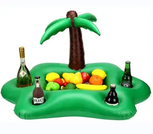 Inflável Coconut Tree Drink Holder Verde Portátil Flutuante Bebidas Salada Fruit Bar Piscina Float Party water play