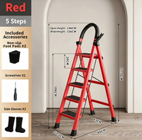 Escabeau pliant moderne en acier à 2 marches avec marches antidérapantes épaisses, mains courantes et porte-outils – Portable pour usage domestique