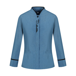 Automne et hiver vêtements de nettoyage à manches longues costume <span class=keywords><strong>femme</strong></span> bleu chambre d'hôtel propriété tante personnel de nettoyage vêtements de travail gris foncé - Product Image 2