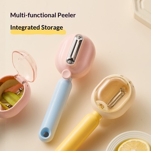 Nouvel éplucheur <span class=keywords><strong>manuel</strong></span> avec rétraction de la lame en un clic, lame en acier inoxydable, design anti-éclaboussures, épluchage sans effort - Product Image 5