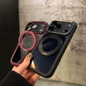 Wholesale Magnetic Clear <b>Phone</b> Case for iPhone 18 17 Pro Max With 360° Metal <b>Ring</b> Stand AI Touch Buttons Protective Back Cover - Product Image 4