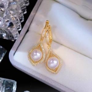 WENCHI S925 เงินแท้ DIY อุปกรณ์ตกแต่งมุก ตัวล็อคหูแบบเปล่า พร้อมลูกปัดกลมขนาด 7-8 มม. เครื่องประดับแฟชั่นจีน 11282 - Product Image 4