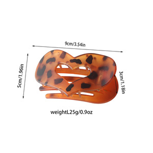 Hot Selling <b>PC</b> Fashion Heart-Shaped Flat Hollow Love Hair Clip Duckbill Tortoise Shell Color Wide Alligator Clips Thick Women's - Product Image 3