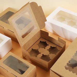 Logotipo personalizado Respetuoso con el medio ambiente, caja de pastel de papel Kraft desechable Caja de embalaje de alimentos de panadería con manija de ventana/ - Product Image 1