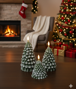 Handmade Paraffin Wax Snow-Effect Scented Non-Toxic Art <b>Candle</b> Holder Set for Holiday Christmas Father's Day New Year Home Decor - Product Image 2