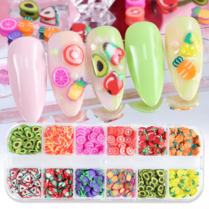 12 Rejillas de Adornos de Resina para Uñas con Formas Mixtas de Frutas, Diamantes de Imitación Kawaii, Joyería Decorativa para Manicura a Presión - Product Image 5