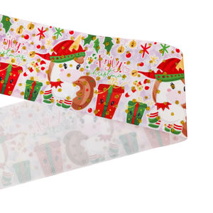 Ruban <span class=keywords><strong>en</strong></span> gros-grain de Noël à motif de dessin animé, largeur 3 pouces, imprimé Bonhomme <span class=keywords><strong>en</strong></span> pain d'épices et Père Noël, pour l'artisanat des fêtes, l'emballage de cadeaux et les nœuds pour cheveux - Product Image 6