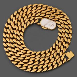 Chaîne de collier cubaine en acier inoxydable plaqué or 18 carats pour hommes, style hip-hop, vente en gros, personnalisée - Product Image 3