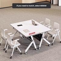 Table de conférence pliante extensible en bois blanc moderne et simple avec roulettes pour la maison, le bureau et l'usage commercial