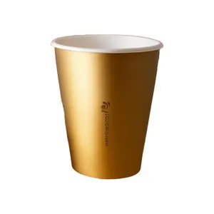 Double Wall Hot Gold Disposable Paper Cup Degradable Recyclable Material For Coffee Tea Wine For Food Industry