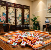 Ensemble de Mahjong américain en acrylique Orange Deluxe - 4 joueurs - Moderne, très durable, pliable, portable, avec rangement pour le divertissement