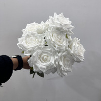 K 9 têtes tissu de soie brûlé Orange Rose Bouquet pour mariage maison fête décoration de noël Bouquet fleurs décoratives artificielles