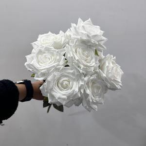 K 9 têtes tissu de soie brûlé Orange Rose Bouquet pour mariage maison fête décoration de noël Bouquet fleurs décoratives artificielles - Product Image 5