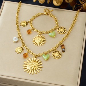 European American Fashion Sun Pendant Stainless Steel Jewelry <b>Set</b> Women's - Product Image 5