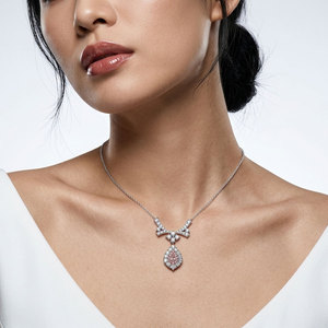 Hong Kong Supplier Luxury Jewelry 18K <b>Solid</b> <b>Gold</b> Natural Fancy Pear Cut Pink Diamond <b>Pendant</b> Necklace For Women Engagement Gift - Product Image 5