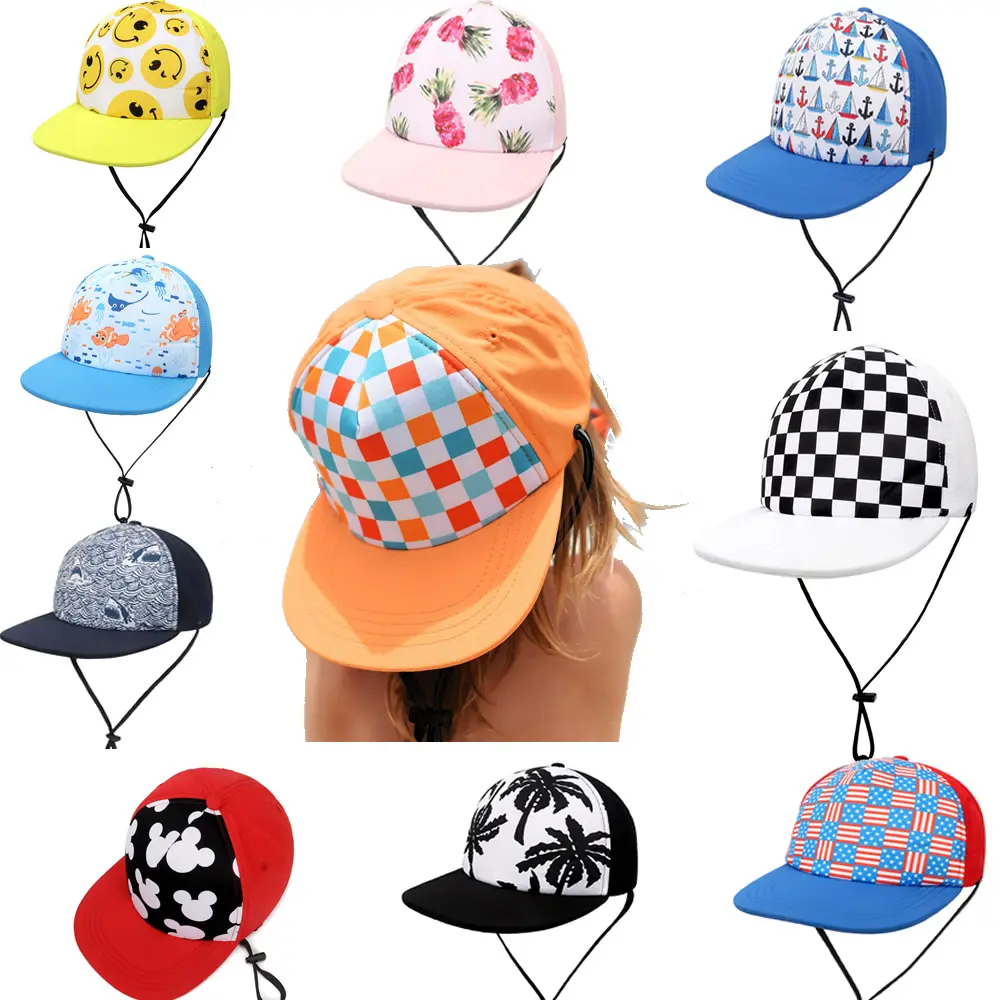 Q30339 अनुकूलित समायोज्य लड़कों लड़कियों गर्मियों में मुद्रित यूवी समुद्र तट sunhat बच्चों TRUCKER टोपी बेसबॉल टोपी