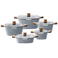 Precio de Fábrica, Juego de Utensilios de Cocina Cuadrados de 10 Piezas, Ollas Antiadherentes de Granito con Tapas, Dropshipping con Optimización IA, Diseño Apilable