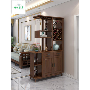 Nordic Style Living Room Partition <b>Cabinet</b> Natural Wood Color Multi Functional Wine <b>Storage</b> Entryway <b>Cabinet</b> - Product Image 3