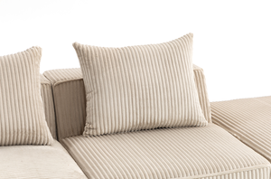 Juego de Sofás Seccionales Modulares de Terciopelo, Sofá de 3 Plazas, Totalmente de Espuma Comprimida, Diseño Moderno y Minimalista, Asientos Profundos, Color Beige, para Hotel o Villa - Product Image 3