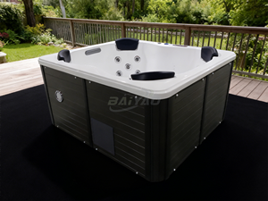 Jacuzzi Exterior para 4 Personas con Jets Potentes y Luces LED de Colores Cambiantes para Jardín de Villa y Estilo Resort - Product Image 1