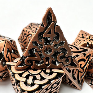 Ensemble de dés en métal vintage ajourés et gravés, 7 pièces, dés polyédriques bicolores vieillis pour DND, collection de jeux de table et cadeau - Product Image 3