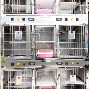 Cages pour chats OSCAT en acier inoxydable, 3 niveaux, 9 portes, avec lumière chaude, équipement médical pour animaux de compagnie, pour cliniques vétérinaires - Product Image 3