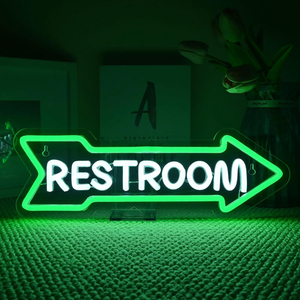 Enseigne néon LED en forme de flèche pour toilettes, décoration publicitaire murale pour hôtels et salles de bain avec USB/télécommande - Product Image 1