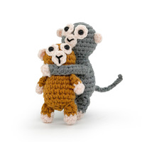 Porte-clés en peluche tricoté à la main, motif singe parent-enfant câlin, doux, écologique et mignon