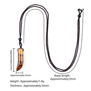 Collar al por mayor de 38 mm con colgante de piedra preciosa de cristal natural en forma de cuerno, amuleto de piedra curativa, regalo para <span class=keywords><strong>un</strong></span> <span class=keywords><strong>amigo</strong></span> - Product Image 2